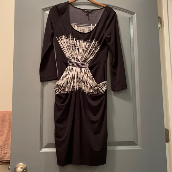BCBG Max Azaria small black white design long sleeve dress - Picture 1 of 4